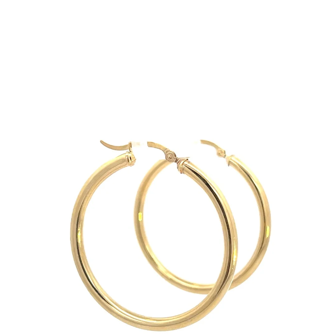 10k gold hoop Earrings Polished 35mm - Arracadas en oro | eBay